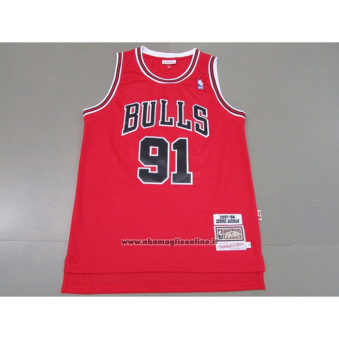 Maglia Chicago Bulls Dennis Rodman #91 Mitchell & Ness 1997-98 Rosso
